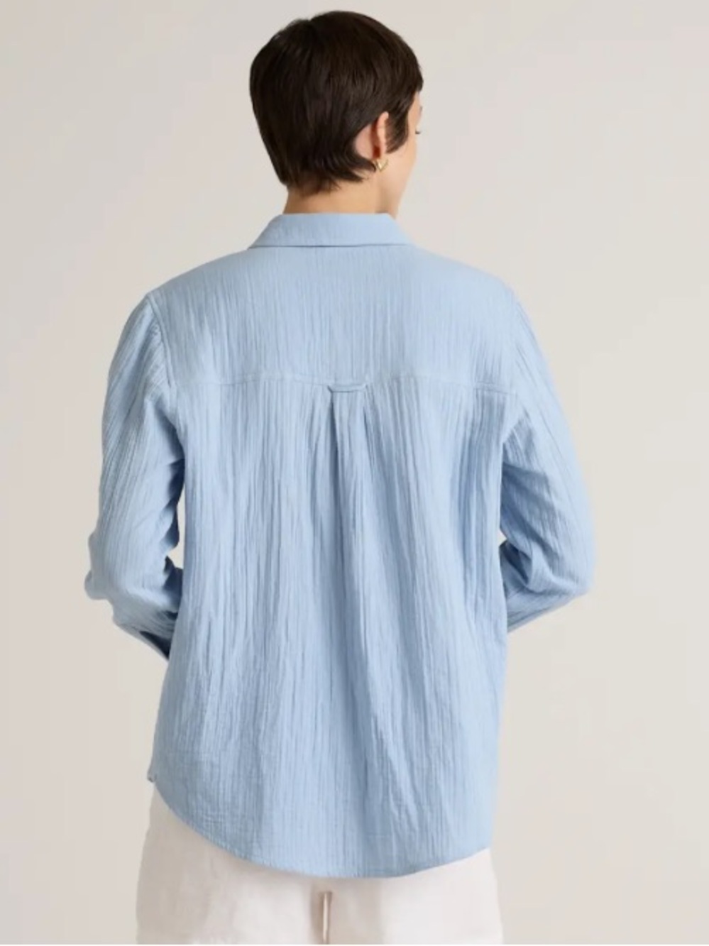 Quince 100% Organic Cotton Gauze Long Sleeve Button-Down Shirt SZ S - Picture 4 of 5
